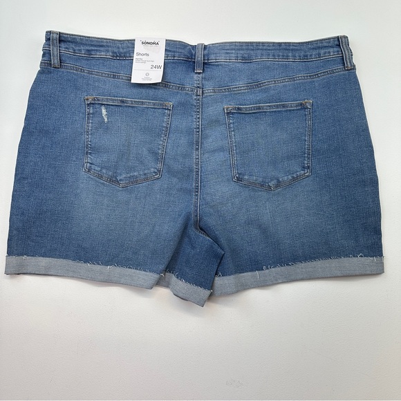 Sonoma High Rise Rolled Jean Shorts Size 24W NWT Distressed - Picture 2 of 9